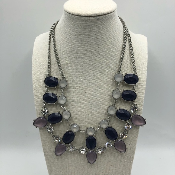 Lia Sophia Women's Chunky Link Statement Necklace Purple Rhinestone Fashion - Picture 1 of 10